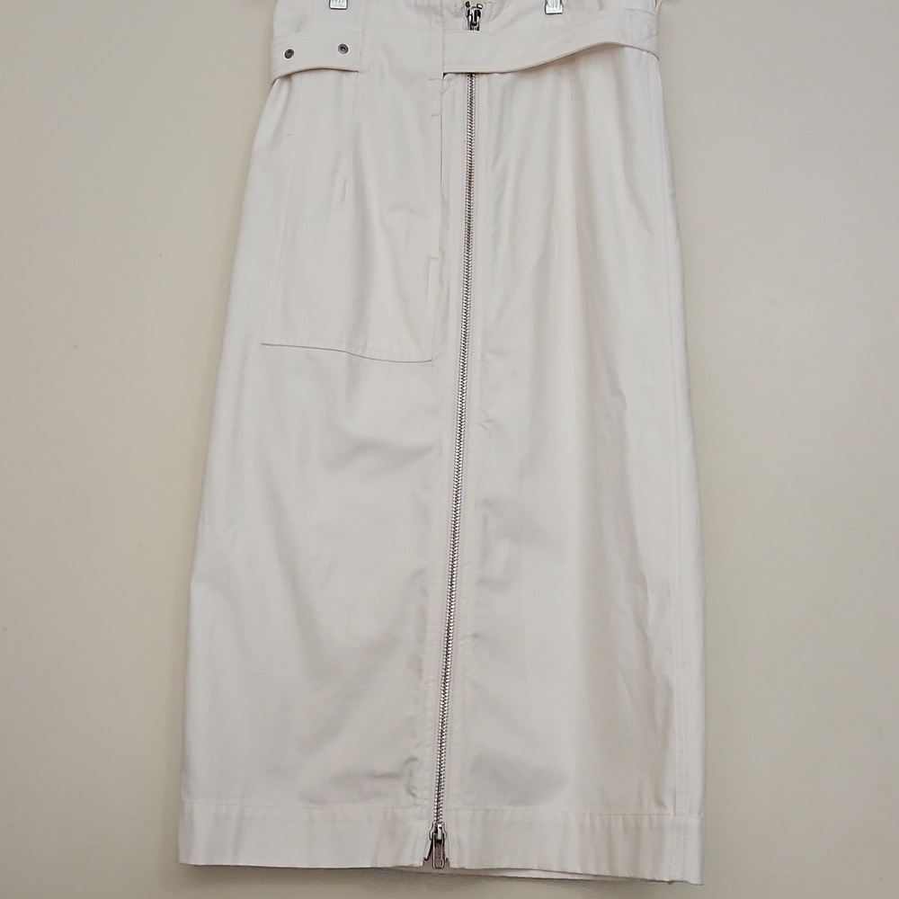 3.1 Phillip Lim Eggshell Belted Cotton Zip Side Midi Skirt Sz 4 Womens - Picture 4 of 8